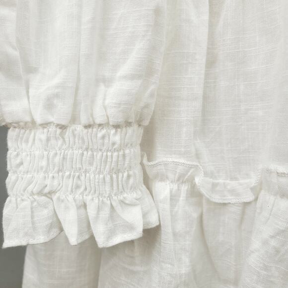 NWT Altar'd State Cotton Ruffled Tiered Mini Dress Size L White Boho Chic Flowy - Picture 8 of 14
